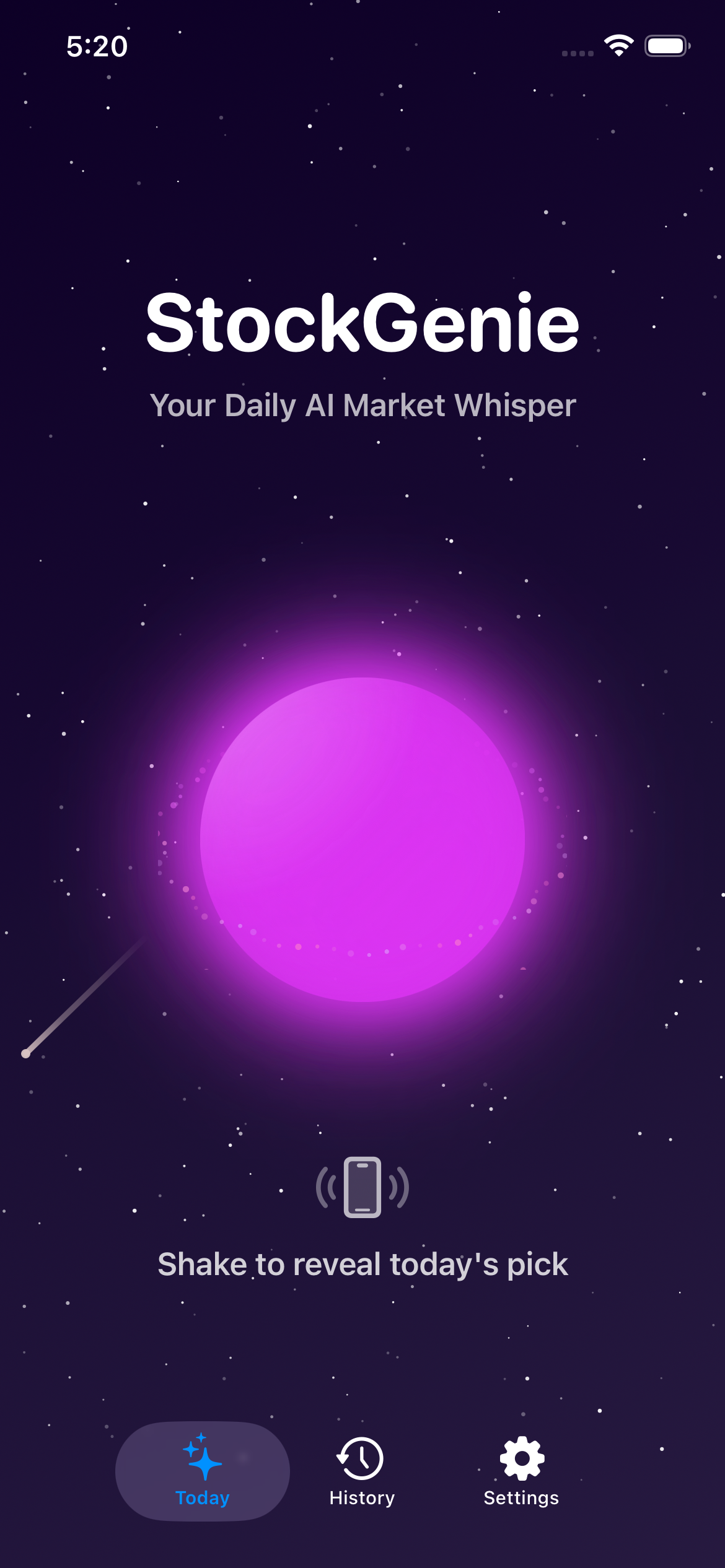 StockGenie Home Screen